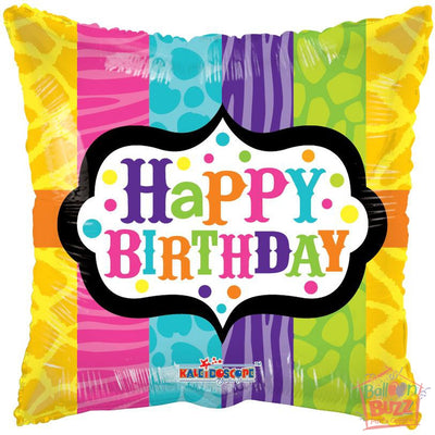 Happy Birthday Animal Print - 18 inch - Helium-Filled Foil Balloon