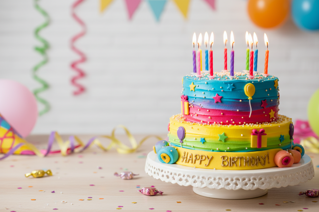 birthday cake on right