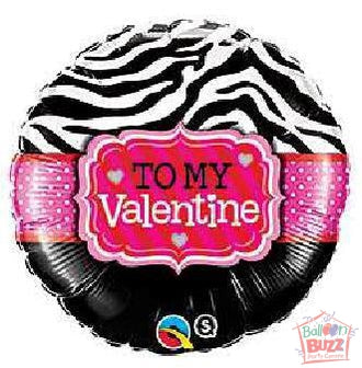 18-inch - Helium-Filled Valentine Zebra Foil Balloon