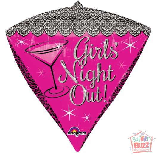 17-inch - Girls Night Diamond Shape - Helium-Filled Foil Balloon