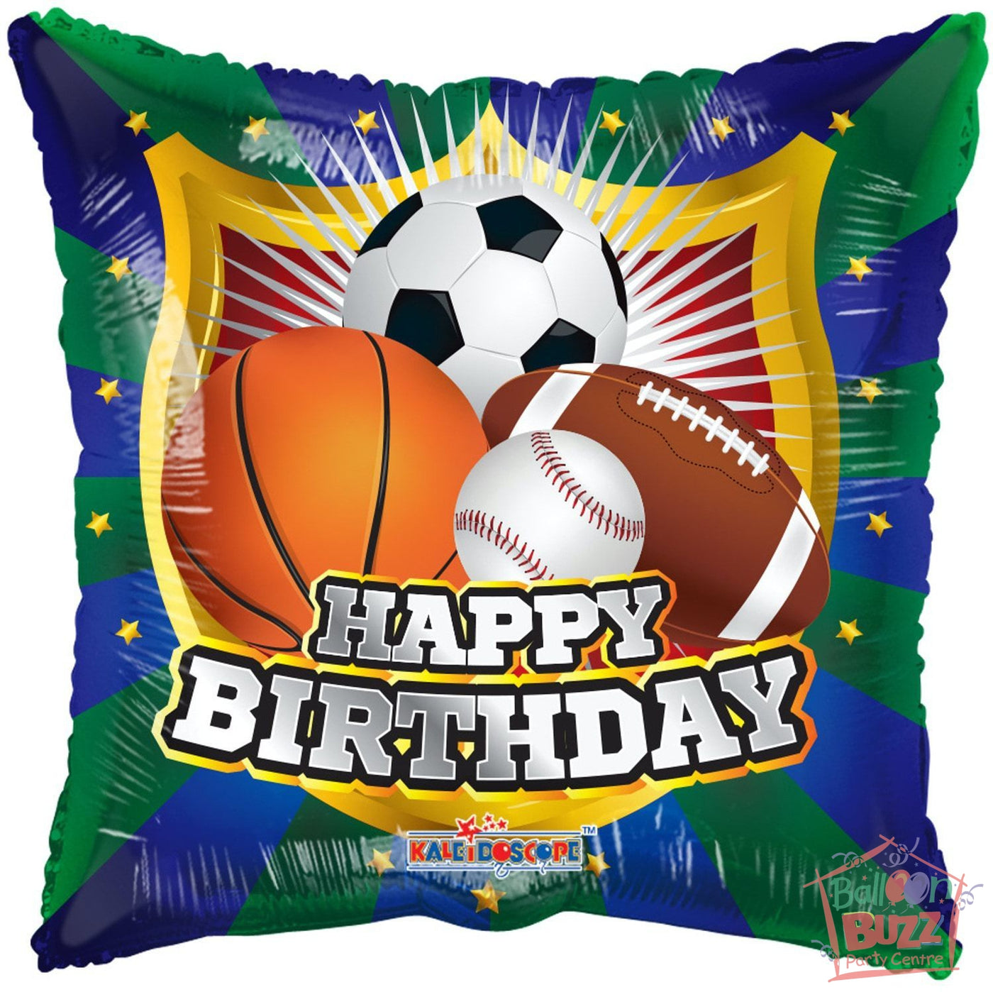Happy Birthday Shield Sports - 18 inch - Helium-Filled Foil Balloon