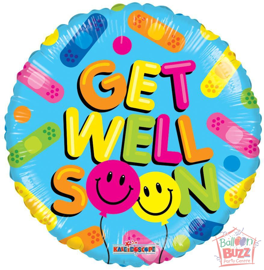 Balloon Smiles Get Well Soon - 18 inch - Helium-Filled Foil Balloon