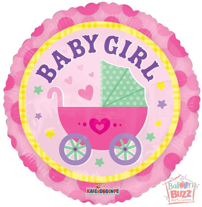 Girl Stroller - 18 inch - Helium-Filled Foil Balloon