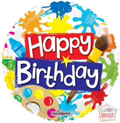 Happy Birthday Paint Sports - 18 inch - Helium-Filled Foil Balloon