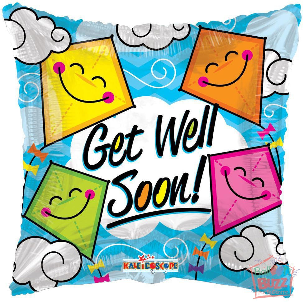 Kites Get Well Soon - 18 inch - Helium-Filled Foil Balloon