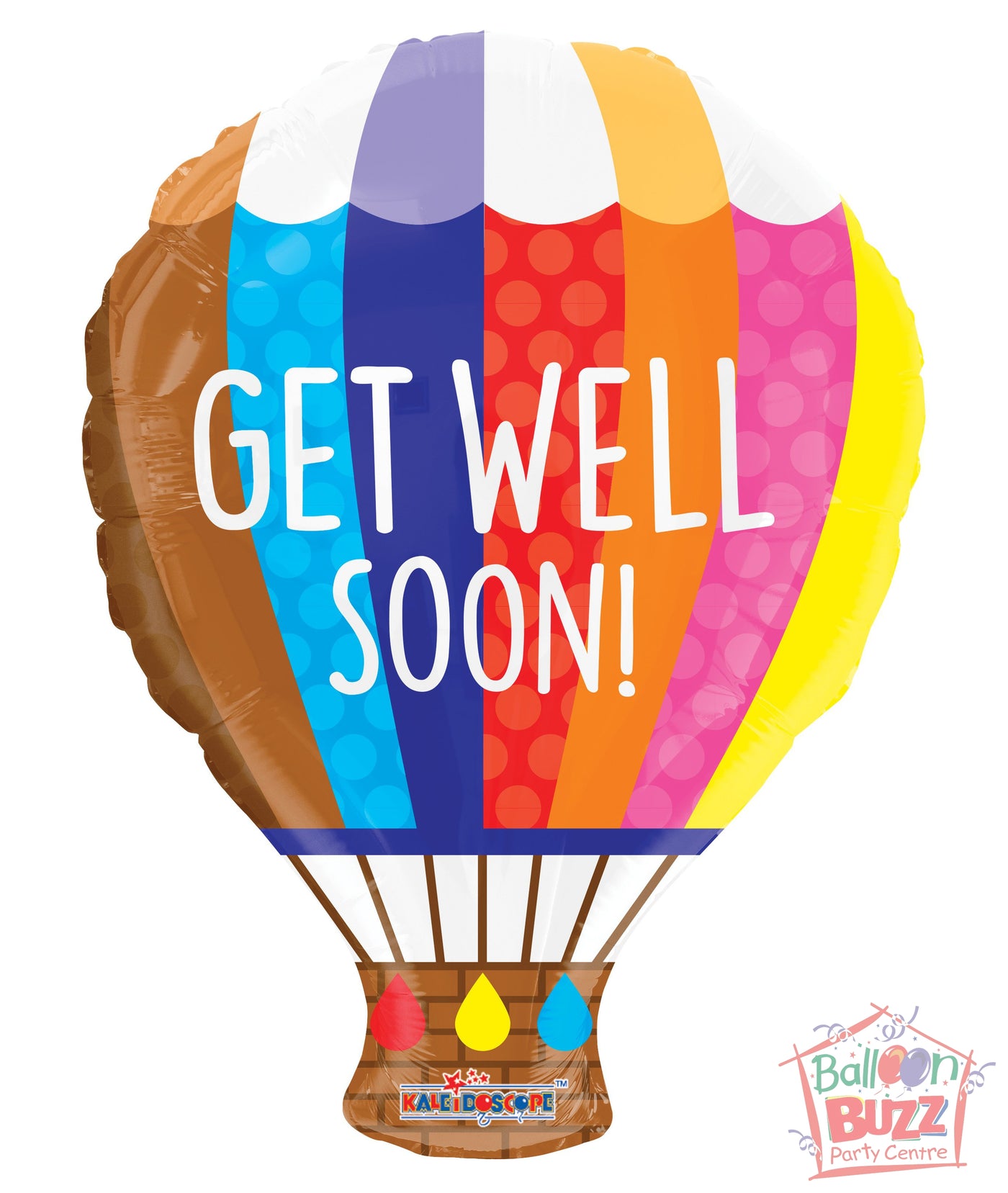 Hot Air Balloon Get Well Soon - 18 inch - Helium-Filled Foil Balloon