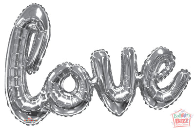Silver Love Script - 36 inch - Air-Filled Foil Balloon