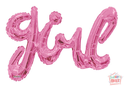 Baby Pink Girl Script - 36 inch - Helium-Filled Foil Balloon