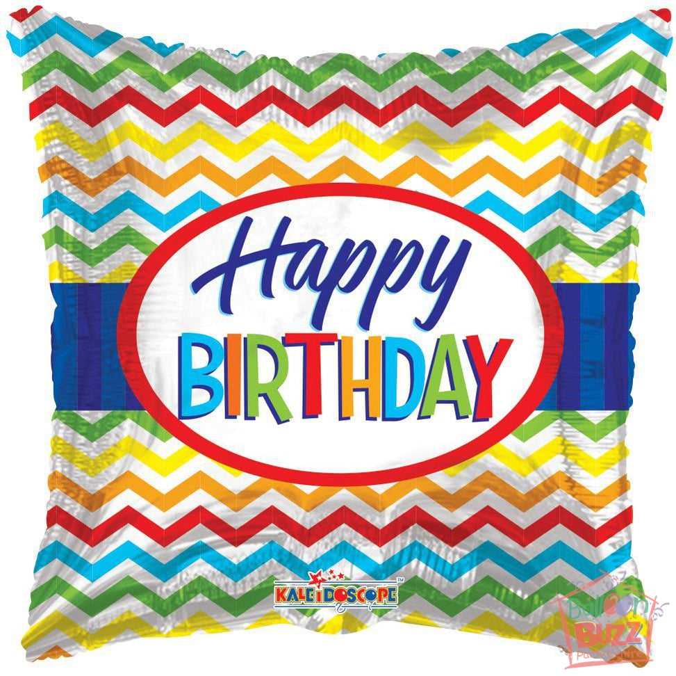 Happy Birthday Chevron - 18 inch - Helium-Filled Foil Balloon
