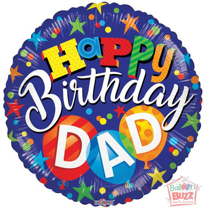 Birthday Dad - 18 inch - Helium-Filled Foil Balloon