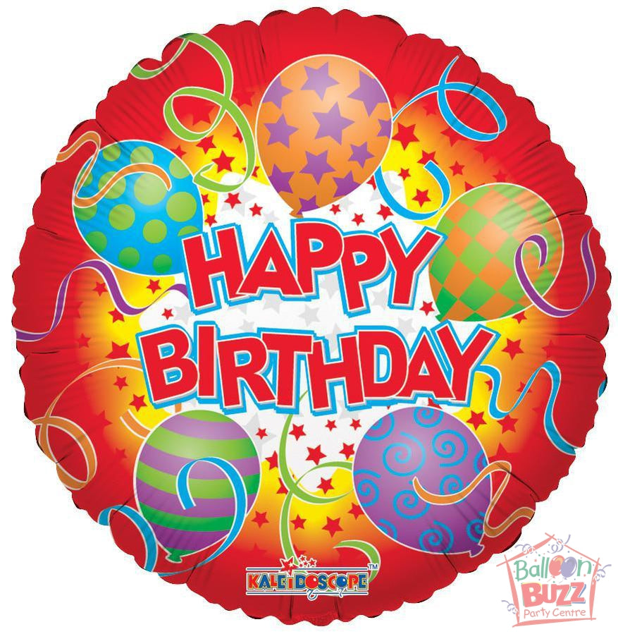 Happy Birthday Printed Balloons - 18 inch - Helium-Filled Foil Balloon