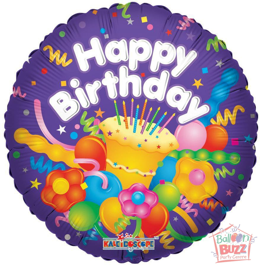 Happy Birthday With Cake - 18 inch - Helium-Filled Foil Balloon