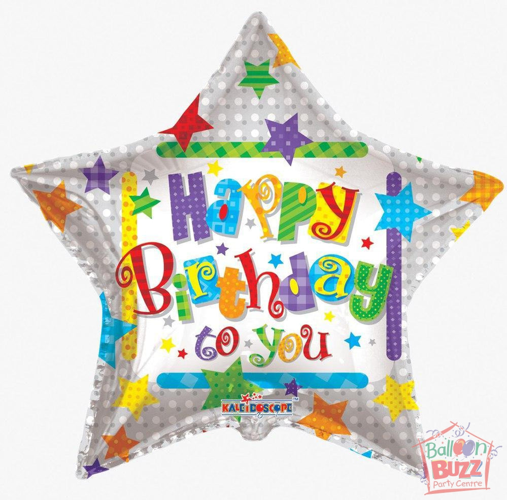 Happy Birthday Stars - 36 inch - Helium-Filled Foil Balloon