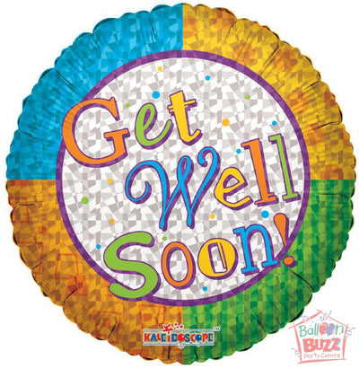 Color Wheel Get Well Soon - 18 inch - Helium-Filled Foil Balloon