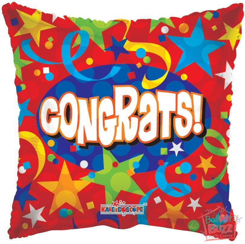 Stars and Streamers Congrats - 18 inch - Helium-Filled Foil Balloon
