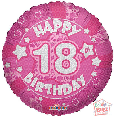 Pink 18th Birthday Holographic - 18 inch - Helium-Filled Foil Balloon