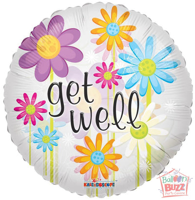 Daisies Get Well Soon - 18 inch - Helium-Filled Foil Balloon