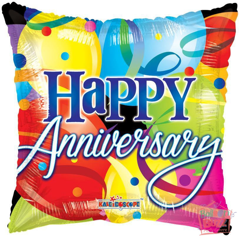 Happy Anniversary With Balloons - 18 inch - Helium-Filled Foil Balloon