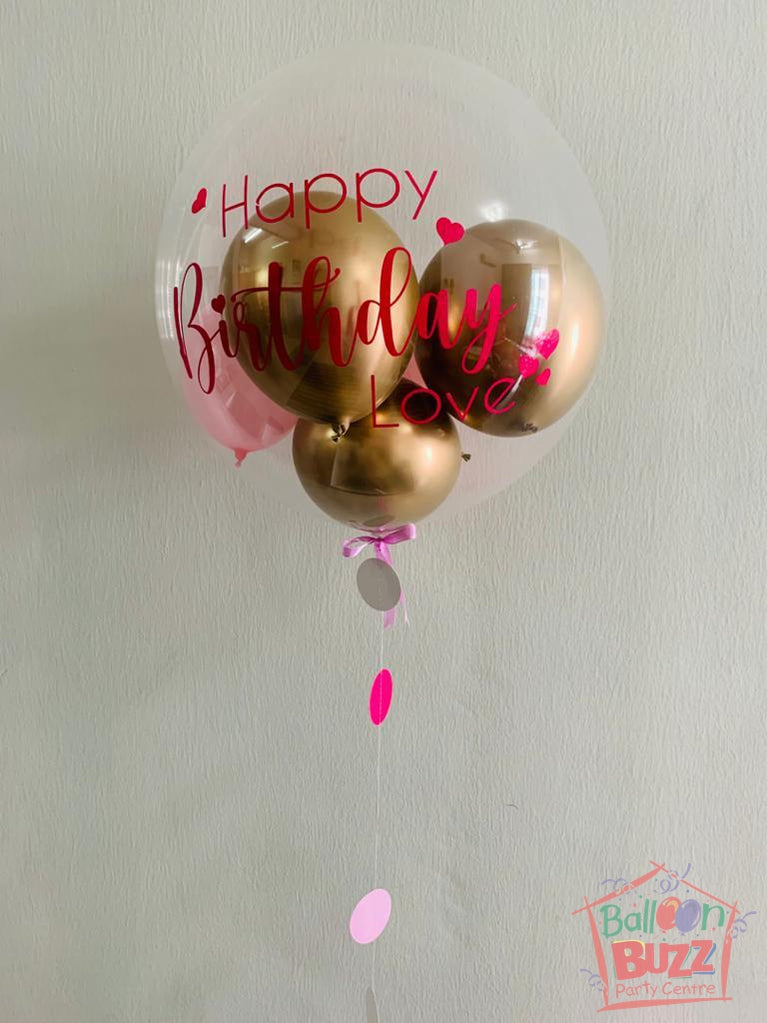 18-inch Personalized Balloons with round pink garland