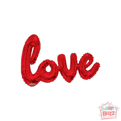 Red Love Script - 36 inch - Air-Filled Foil Balloon