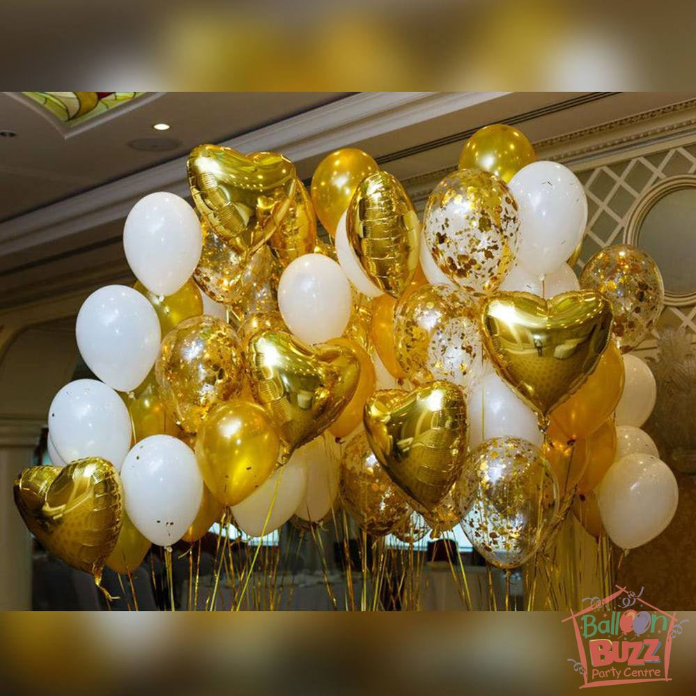 3 Gold And White Bouquets Of 10s