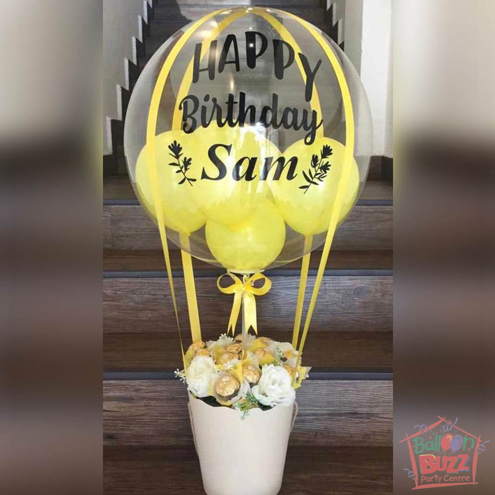 Yellow Hot Air Bouquet with Personalized Message