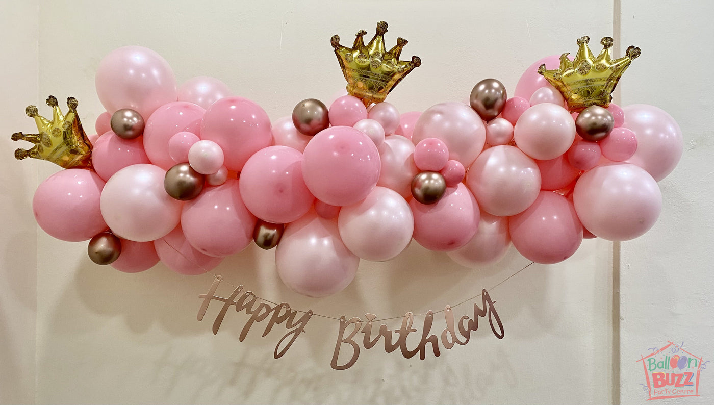 Princess Theme Balloon Garland Hanging With Crown 9in Foil
