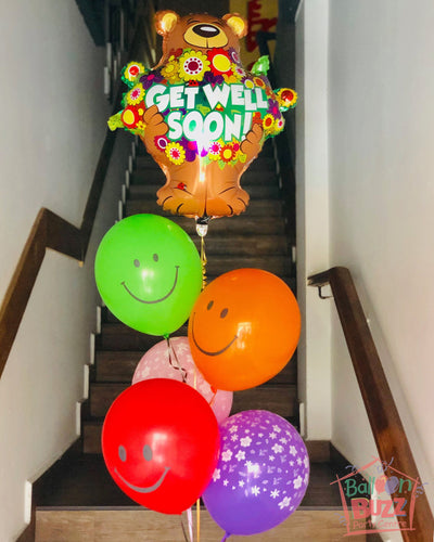 Get Well Soon Foil and Latex Balloon Bouquet