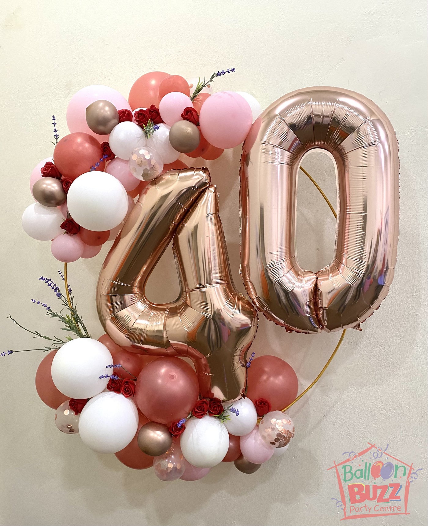 Rose Gold Balloon Garland Hanging Round with Number