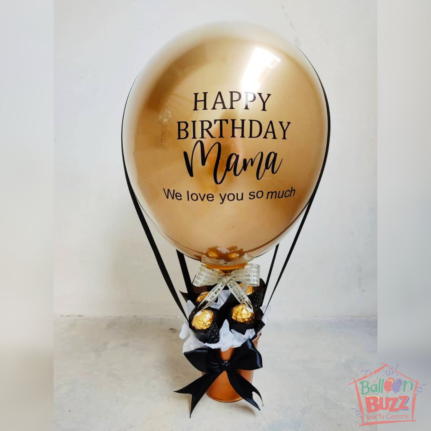 18inch Clear Bubble with Metallic Gold Insert Hot Air Bouquet