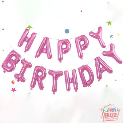 Happy Birthday Set - Magenta Foil Air-Filled - 16-inch