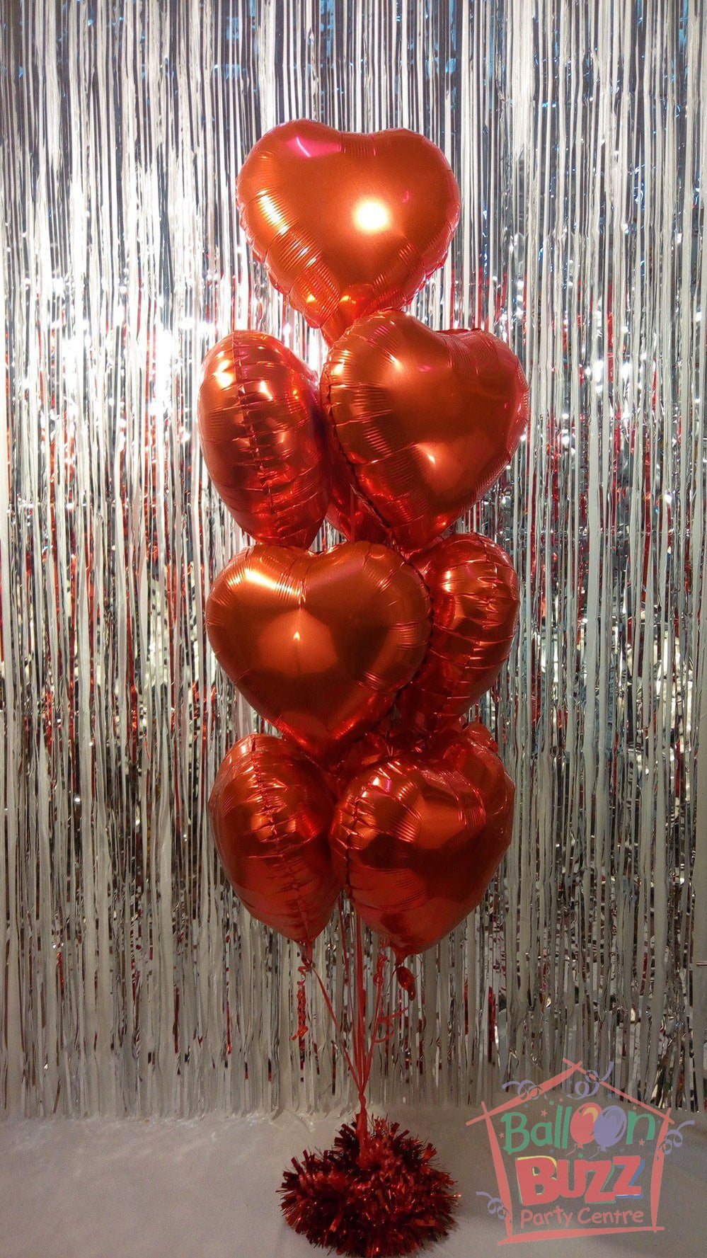 Customized Words on Bouquet of 10 Heart-Shaped Helium-Filled Foil Balloons