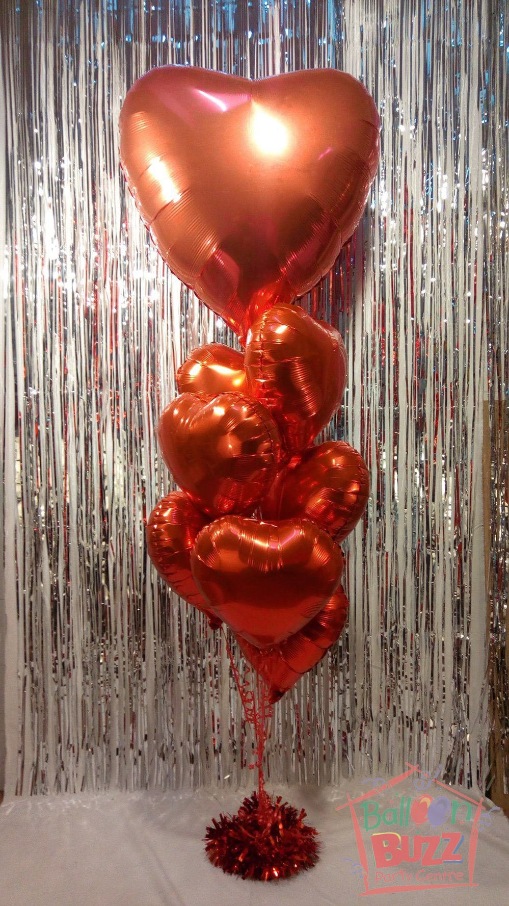 Bouquet of 9 Heart-Shaped Helium-Filled Foil Balloons