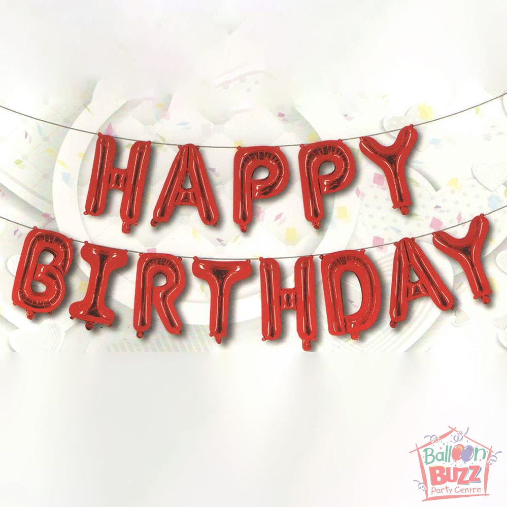 Happy Birthday Set - Red Foil Air-Filled - 16-inch