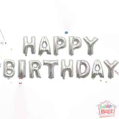Happy Birthday Set - Silver Foil Air-Filled - 16-inch