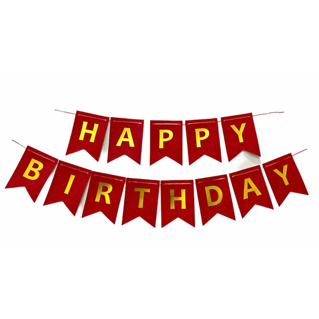 Glitter Happy Birthday Banner in Red