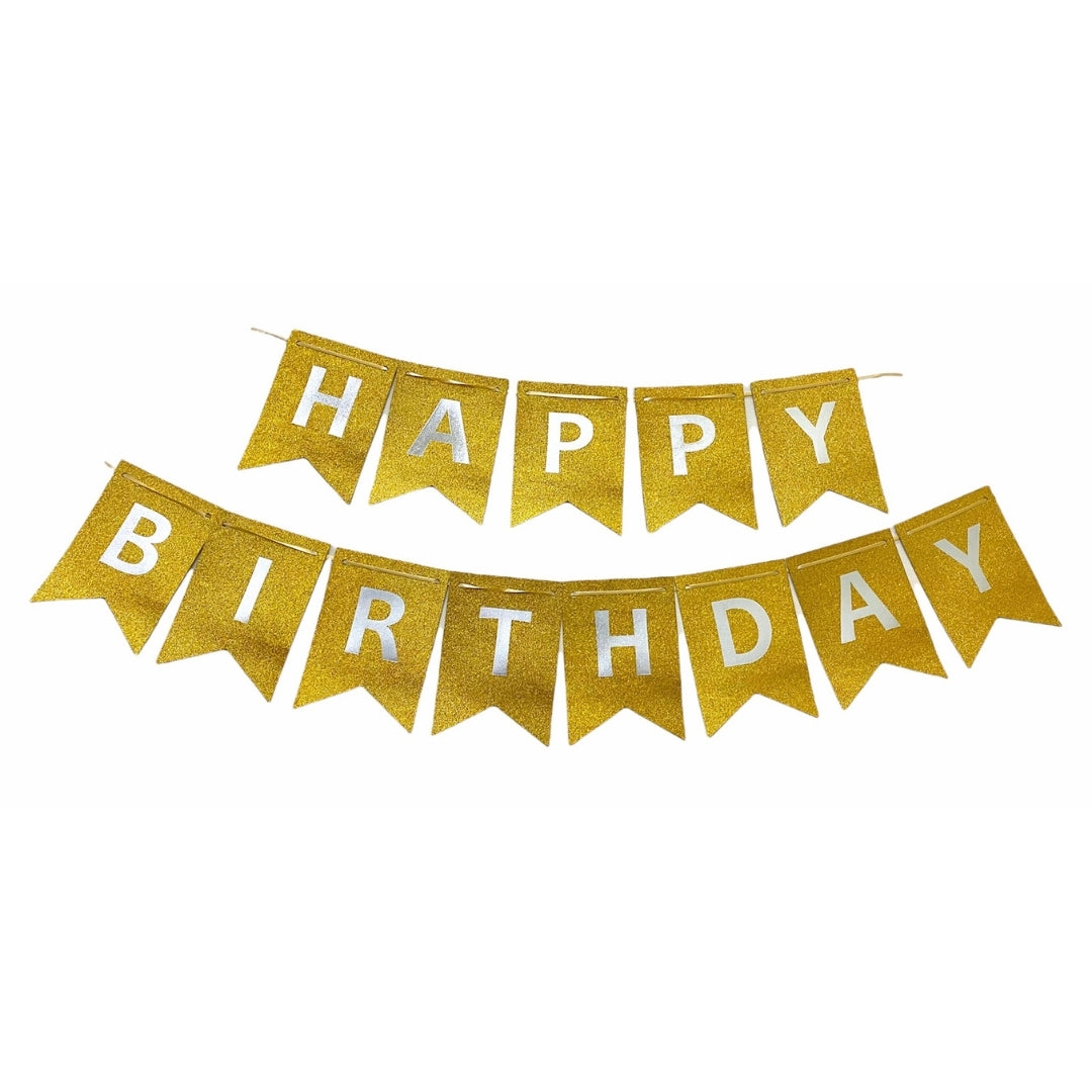 Glitter Happy Birthday Banner in Gold