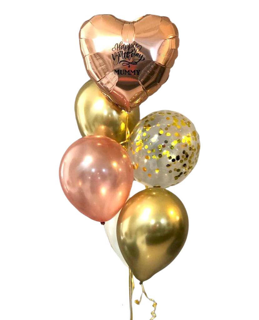 18-inch Heart Shaped Foil With Personalized Message + 4 Helium-Filled Latex Balloons