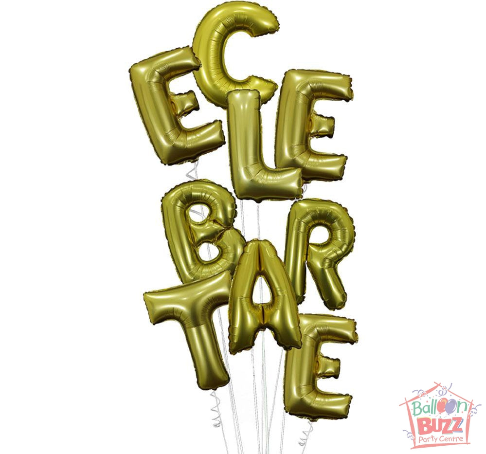 Your Choice of Helium-Filled 40-inch Gold Foil Letters – Balloon Buzz ...