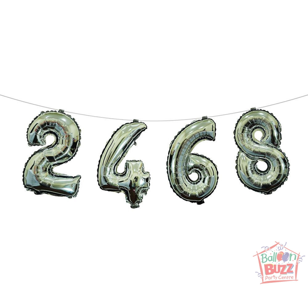 Your Choice of Air-Filled 16-inch Silver Foil Numbers