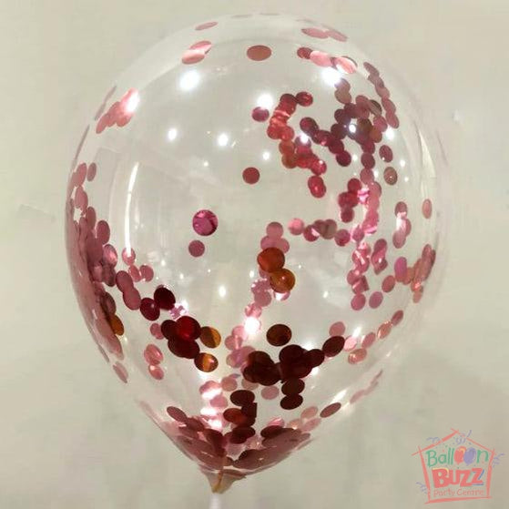 12-inch Helium-Filled + Rose Gold Confetti